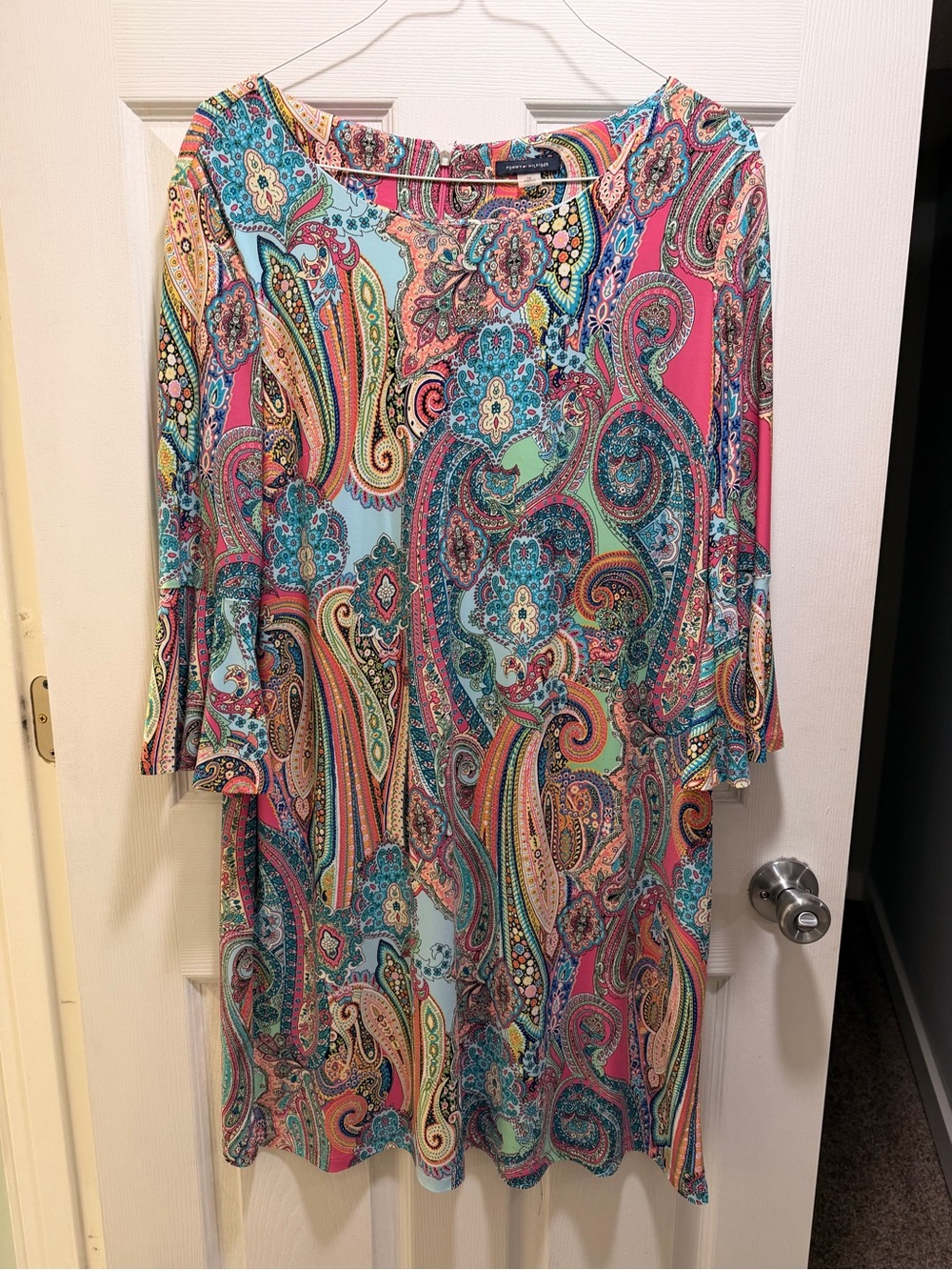 Tommy Hilfiger Multicolor Paisley Midi Dress in Turquoise and Pink